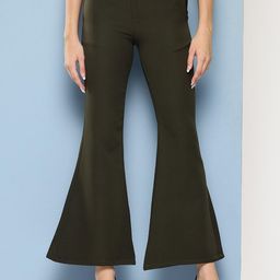 Girls Casual Wear Dark Green Colour Solid Crepe Pant-image-31