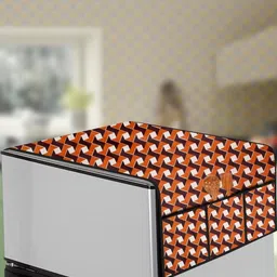 The Furnishing Tree Orange Printed Plastic Compatible Refrigerator Cover-image-98
