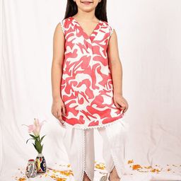 NEUDIS Girls Printed Regular Kurti with Dhoti Pants-image-84