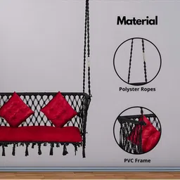 Swingzy Black & Red Square-Shaped Hammock Swing With Cushion image 2