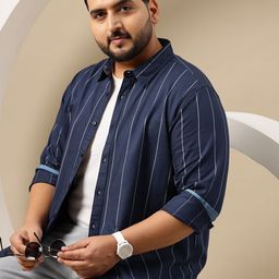 Sztori Plus Size Premium Striped Casual Shirt-picture-43