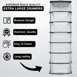 SUMOWARE INDUSTRIES Black & Grey Textured 7 Tier Multipurpose Modular Drawer image 2