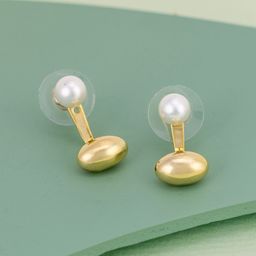 Kushal's Fashion Jewellery Gold-Plated Pearls Beaded Contemporary Drop Earrings-image-15