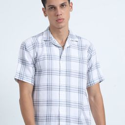 THE BEETEL HOUSE Men Oversized Fit Tartan Checked Cuban Collar Casual Shirt-image-85