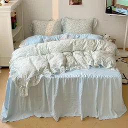 JC HOME Blue & Blue Cartoon Characters Polycotton 3 Piece Double Extra Large Regular Bedding Set-image-56