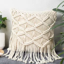 HOMADORN Off White Ethnic Motifs Square Cushion Covers-image-82
