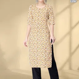 HERE&NOW Selection Of 2 Geometric Printed Round Neck Straight Kurtas-picture-17