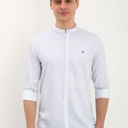 Allen Solly Men Band Collar Micro Ditsy Printed Cotton Slim Fit Casual Shirt-picture-27