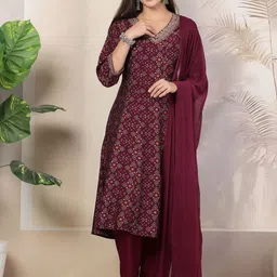 Nayam By Lakshita Bandhani Printed Panelled Thread Work Kurta With Palazzos & Dupatta image 1