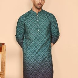Jompers Men Ethnic Motifs Printed Ombre Chikankari Kurta-picture-23