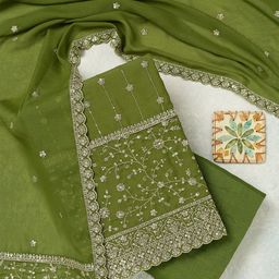 Koskii Floral Embroidered Sequinned Unstitched Dress Material-image-92