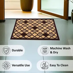 Kuber Industries 2-Pcs Brown & Beige Hexagon Rectangular Anti-Skid Doormats image 3