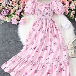 White World Girls Floral Printed Fit & Flare Maxi Dress-image-29