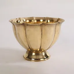 Exotic India Yellow Textured Brass Chandan Pela Bowl-image-66