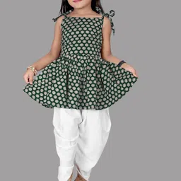 Aarya Designer Girls Ethnic Motifs Printed Pleated Kurta with Dhoti Pants-image-56