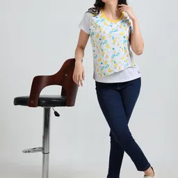 ECOLINE Clothing Women's Recycled Polyester Lycra Lemon Printed Asymmetrical Top image 5