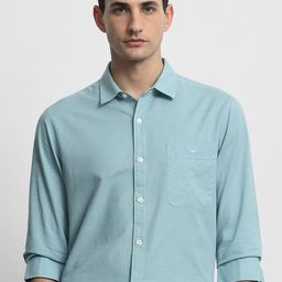 Mufti Men Slim Fit Solid Spread Collar Casual Shirt-image-94
