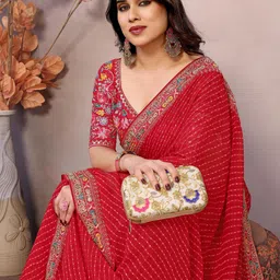 HERE&NOW Leheriya Embroidered Leheriya Saree-picture-52