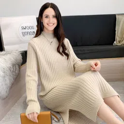 StyleCast Striped Woollen A-Line Dress-image-35