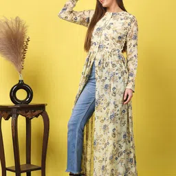 SCORPIUS Women Floral Printed Georgette Maxi Longline Top-image-21