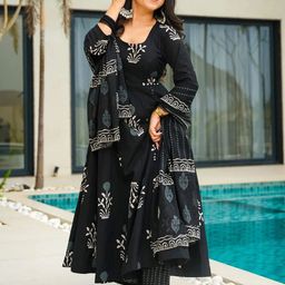 BAESD Women Ethnic Motifs Printed Anarkali Kurta with Palazzo & Dupatta-picture-7