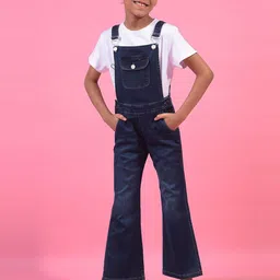 Crimsoune Club Girls Shoulder Straps Dungaree With T-Shirt-image-78