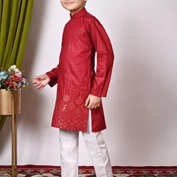 NFC CREATION Boys Embroidered Regular Sequinned Kurta with Pyjamas image 5