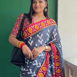 Mitera Floral Ikat Saree-17
