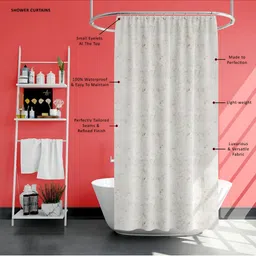 ArtzFolio White & Brown Abstract Printed Waterproof Shower Curtain image 4