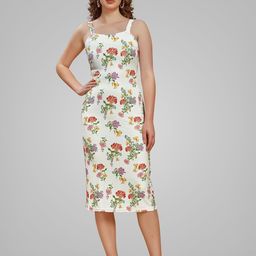 Attire Empire Floral Print Bodycon Midi Dress-image-64