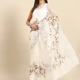 Anouk Floral Embroidered Organza Saree-picture-26