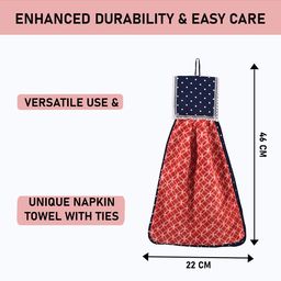 Kuber Industries Red 6 Pcs Printed Microfiber Wash Basin Napkin Towel With Hanging Loops image 4