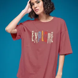 SMARTEES Women Typography Printed Round Neck Cotton Oversized T-shirt-image-34