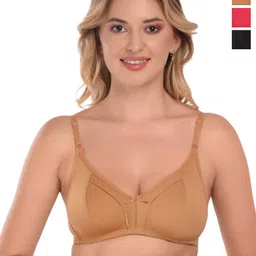 DressBerry Women 3 Pcs Non Wired  Non Padded Medium Coverage Tshirt Bra-picture-30