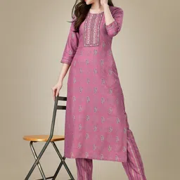 A TO Z CART Women Embroidered Regular Kurta with Pyjamas Kurta Sets-image-97