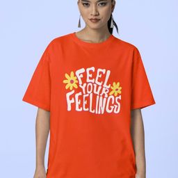 Reifica Women Typography Printed Drop-Shoulder Sleeves Applique T-shirt-image-27