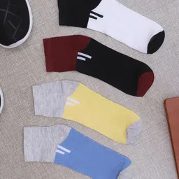 VIMAL JONNEY Pack Of 4 Cotton Ankle-Length Socks-image-6