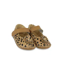 Neska Moda 6 To 12 Months Baby Girls Belly Shoe Fancy Partywear Floral Soft Velcro Sandal Booties (Toe to Heel Length - 12 cm, Brown)-image-33