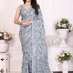 KALINI Floral Poly Georgette Half and Half Saree-image-79