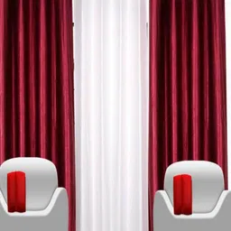 BELLA TRUE Maroon & White 3 Pieces Regular Door Curtains-image-55