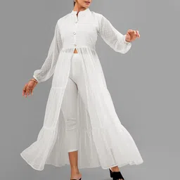 SARINKU Geometric Embroidered Georgette Kurta-29