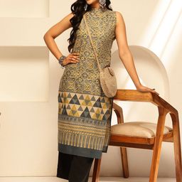 Vbuyz Ethnic Motifs Printed Sleeveless Cotton Straight Kurta-19