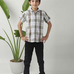 BEARSOUL Boys Tartan Checked Cotton Casual Shirt-17