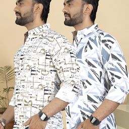 metronaut Men Regular Fit Printed Spread Collar Casual Shirt-picture-9