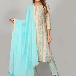 BAESD Women Floral Printed Kurta with Trousers & Dupatta-image-22