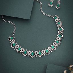 Anouk Silver-Plated American Diamond Studded Necklace And Earrings-image-78