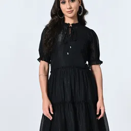 BAESD Women Tie-Up Neck A-Line Dress-image-89