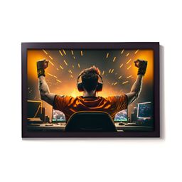 Aura Orange & Green 1 Piece Synthetic Wood Abstract Wall Paintings-image-57