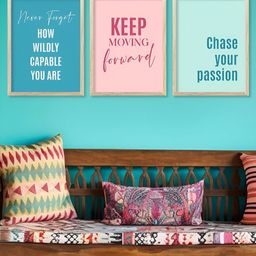 Kotart Brown & Blue 3 Pieces Typography Wooden Wall Arts-picture-16