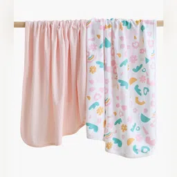 Juniors by Babyshop Pink & White Set of 2 Geometric Blanket-16